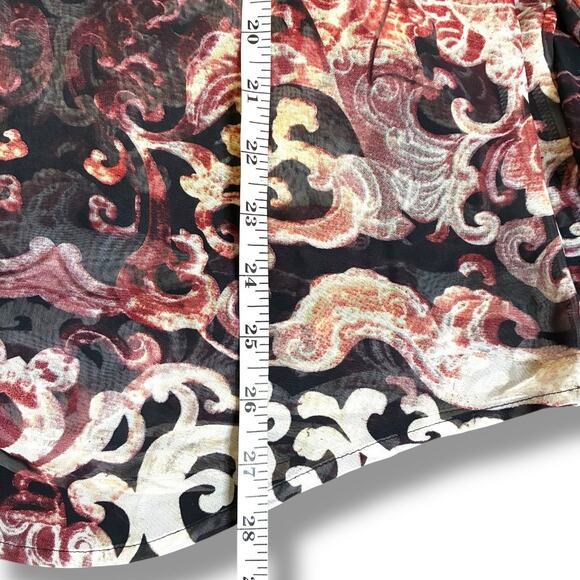 Chico's Top Size 2 (Large) Button Up Chiffon Semi-Sheer Artsy Aztec Paisley - Picture 6 of 6
